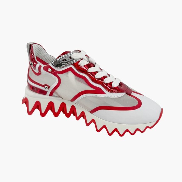 Christian Louboutin Sharkina Mesh Sneakers Size 37 US 7 White Red Loubishark 49 - Picture 12 of 15